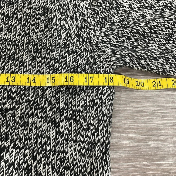 Chaps Sweater Asymmetrical Foldover Collar Turtleneck Black and White M - Picture 11 of 16